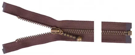 YKK Delbar Dragkedja Antik Mässing 35cm 4mm Brun