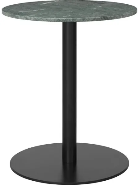 GUBI 1.0 Matbord Rundt Ø60 cm med Svart Bas och Grön Guatemala Marmor Topp