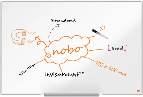 Nobo Impression Pro stål whiteboard 90x60cm vit
